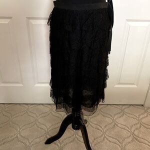 Vintage Prada tiered black lace skirt